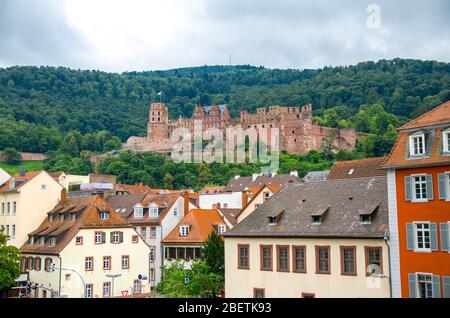 Vue rapprochée des anciennes ruines du château d'Heidelberg (Schloss Heidelberg), Allemagne Banque D'Images