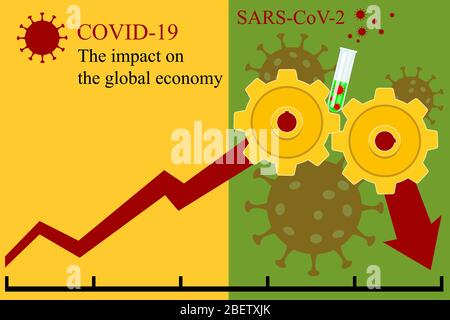L'impact négatif de la pandémie COVID-19 sur l'économie mondiale Illustration de Vecteur