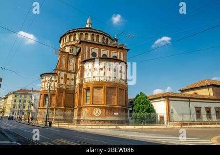 Santa Maria delle Grazie bâtiment en briques de l'église avec célèbre fresque de la Cénacolo Vinciano de Leonardo da Vinci, Milan, Lombardie, Italie Banque D'Images