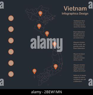 Infographies Plan du Vietnam, design plat, couleur bleu orange vectoriel Illustration de Vecteur