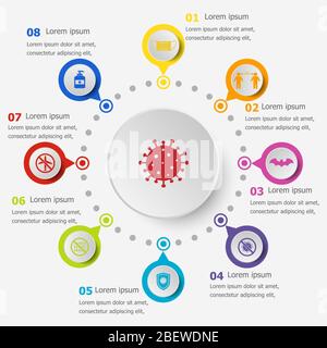 Modèle d'infographie avec icônes de coronavirus, vecteur de stock Illustration de Vecteur