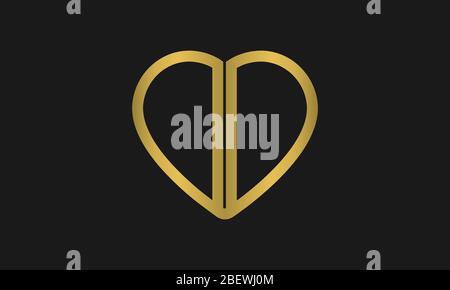 Logo emblématique lettre D ou lettre E en forme de coeur, logo pour invitation de mariage, nom de mariage et nom d'entreprise. Illustration de Vecteur