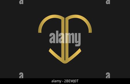 Lettre en forme de coeur C ou lettre CC logo emblématique design, logo pour invitation de mariage, nom de mariage et nom d'entreprise. Illustration de Vecteur