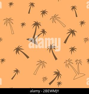 Motif sans couture avec palmiers. Papier peint tropical exotique pour l'été. Affiche noire et blanche. Fond floral. Motif été Banque D'Images