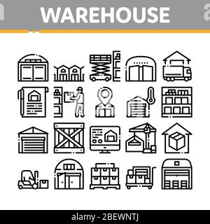 Les icônes de collecte d'entrepôt et de stockage permettent de définir le vecteur Illustration de Vecteur