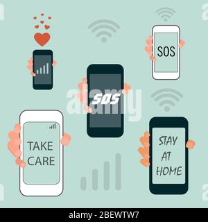 Ensemble d'illustrations de smartphone pour des massages différents. Icônes vectorielles Illustration de Vecteur