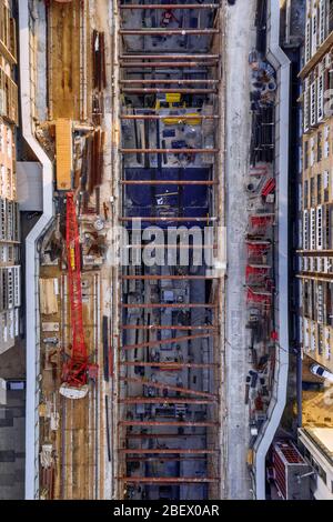 Construction de l'antenne de la station de métro. Construction de la station de métro d'en haut. Bâtiment de métro Banque D'Images