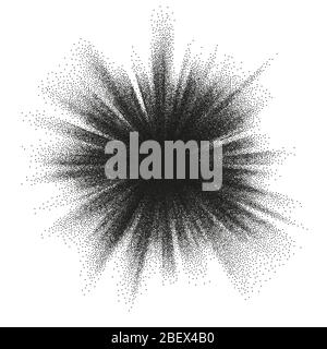 Le pointillisme fait éclater le motif de points. Demi-teinte géométrique monochrome à pointillés abstraits Sunburst. SPE 10 Illustration de Vecteur