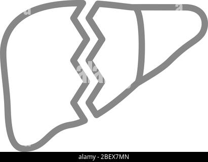 Icône de ligne hépatique humaine malade. Organe interne de la maladie, douleur aiguë, symbole de rejet de greffe Illustration de Vecteur
