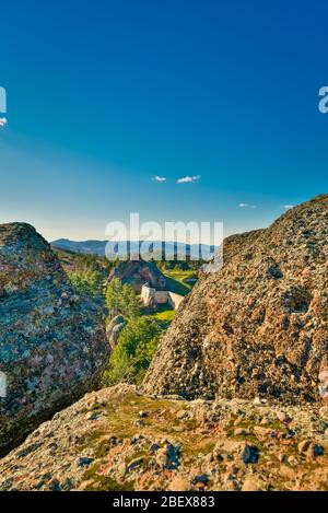 Vue incroyable sur les rochers de Belogradchik, dans les montagnes des Balkans, dans le nord-ouest de la Bulgarie Banque D'Images