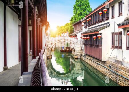 Pingjiang Road est le quartier historique le plus complet et est l'incarnation de l'ancienne ville, Suzhou, Chine. Banque D'Images