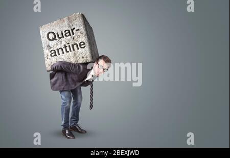 Businessmann affecté par la quarantaine Banque D'Images