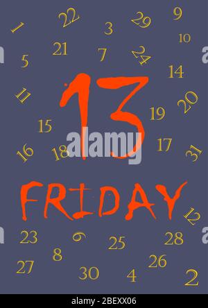 Modèle pour le texte de la date vendredi 13. Halloween. Horreur. Placer pour le texte. Image d'arrière-plan. Placer pour le texte. Date du calendrier. Affiche. Livret. Pro Illustration de Vecteur