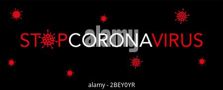 concept web bannière arrêter le coronavirus sur un fond noir. COVID-19 Illustration de Vecteur