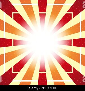Fond Sunburst avec formes géométriques sur un fond jaune. Modèle pour le texte. Illustration de Vecteur