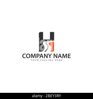 Lettre initiale H avec silhouette de route espace négatif construction de route et réparation logo design modèle vectoriel Illustration de Vecteur