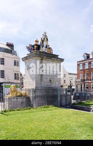 Statue du roi George III, érigée en hommage au roi en 1810. Weymouth, Dorset, Angleterre, GB, Royaume-Uni Banque D'Images