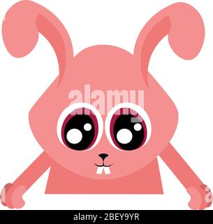 Lapin rose et yeux rouges. Le visage de l'animal. Design pour les animaux de compagnie, la clinique vétérinaire et le zoo. Carte de Pâques. Illustration de Vecteur