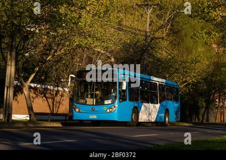 SANTIAGO, CHILI - SEPTEMBRE 2016 : un bus Transantiago à Las Condes Banque D'Images