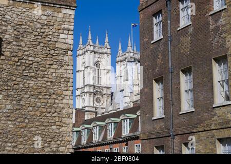 Abbaye de Westminster, également connu comme Collégiale de Saint Peter à Westminster, vue de College Green, Londres, Royaume-Uni. 21 mars 2017 Banque D'Images