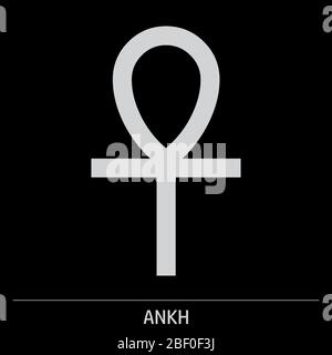 Illustration de l'icône Ankh sur fond gris avec étiquette Illustration de Vecteur