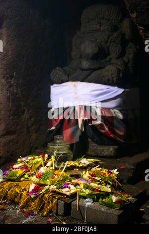 Vue verticale à l'intérieur de la grotte d'Elephant à Bali, Indonésie. Banque D'Images