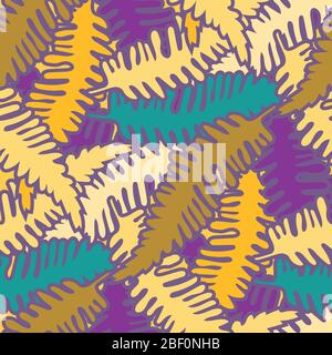 Fond de motif vectoriel transparent de la Fern. Toile de fond élégante de la forêt. Motif végétal violet doré dessiné à la main. Dense partout Illustration de Vecteur