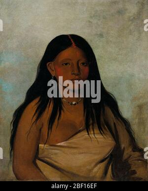 Shdeah Sage sauvage une femme de Wichita. George Catlin a probablement peint ce portrait de Wild Sage à fort Gibson, dans le nord-est de l'Oklahoma. Catlin a noté qu'elle était l'une des deux jeunes femmes qui avaient été détenues par les Osages, et qu'elle avait acheté et revenait à sa propre tribu par la commissaire indienne. Banque D'Images