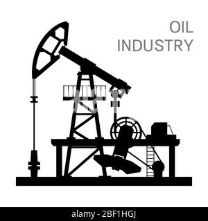 Image silhouette d'une pompe pour la production d'huile sur fond blanc Illustration de Vecteur