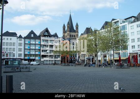 cologne, NRW, Allemagne 14 04 2020, vue sur le vide Heumarkt, place du marché à Cologne Banque D'Images