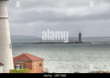 Portland Head Light et RAM Island Ledge Light Banque D'Images