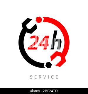 la plaque signalétique est ouverte 24 heures sur 24 et 7 jours sur 7 sur fond blanc. Objet isolé Illustration de Vecteur