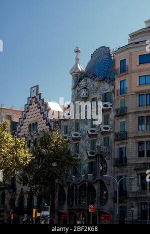 Architecture Art nouveau Gothique Casa Batllo, Passeig de Gracia, Barcelone, Espagne par Antoni Gaudi Banque D'Images