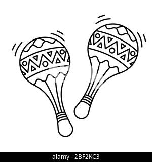 Les maracas de conception de contour et l'icône de l'outil ancien. Symbole pour les sites Web sur un fond blanc Illustration de Vecteur