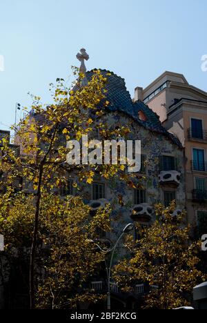 Architecture Art nouveau Gothique Casa Batllo, Passeig de Gracia, Barcelone, Espagne par Antoni Gaudi Banque D'Images