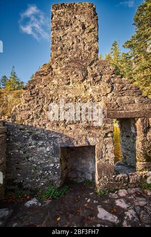 La maison de pêche de Monk ruine Cong County Mayo Irlande Banque D'Images