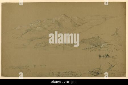 Paysage Sketch Mont Desert Maine. Esquisse d'un paysage montagneux. Banque D'Images