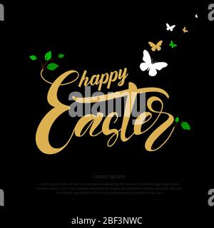 Bannière carrée joyeuses Pâques sur un fond noir Illustration de Vecteur