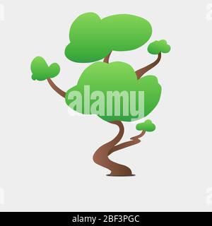 illustration d'un arbre bonsaï simple isolée sur un fond blanc. Banque D'Images