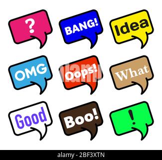 Ensemble de bulles de voix avec messages, vecteur Illustration de Vecteur