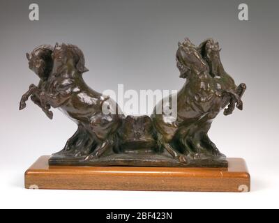 Deux équipes de chevaux fragment d'un modèle d'esquisse avancé pour l'Apothéose de la démocratie Pediment House of Representants US Capitol Building. En 1909, Paul Wayland Bartlett a été choisi pour concevoir un pediment pour la Chambre des représentants aile du Capitole des États-Unis. Deux équipes de chevaux est un modèle d'esquisse de l'un de ses dessins antérieurs pour la sculpture. Banque D'Images