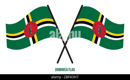 Illustration Vecteur de brandir le drapeau de la dominique sur fond blanc. Dominique drapeau national. Banque D'Images
