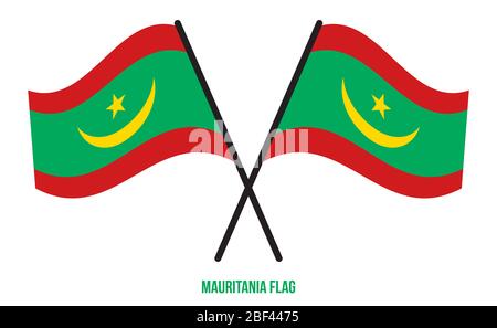 Illustration Vecteur de brandir le drapeau de la mauritanie sur fond blanc. La Mauritanie drapeau national. Banque D'Images