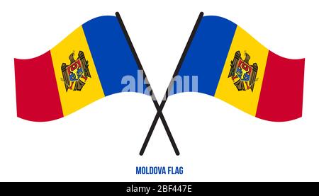 Illustration Vecteur de brandir le drapeau de la Moldova sur fond blanc. La Moldavie drapeau national. Banque D'Images