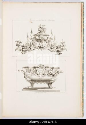 Neuvime Livre des oeuvres de JA Meissonnier Surtout de TableCuvette de Roy neuvième série de dessins et modèles de l'œuvre de JA Meissonnier Design for Table CentrepieceKings Bowl pl 55 in oeuvre de JusteAurle Meissonnier. État uniquement. Banque D'Images