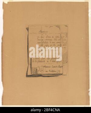 Lettre sur les eaux de la gravité lEauforte lettre sur les éléments de gravure Page 2. Une des cinq feuilles sur les techniques de gravure avec des illustrations de divers processus impliqués, comme des vignettes. Banque D'Images