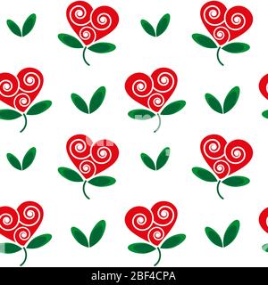 Motif abstrait sans couture avec les coeurs en forme de fleurs, roses. Motif pour tissu, textile, papier d'emballage, papier peint Illustration de Vecteur