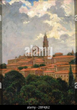 Cathédrale du Puy. La cathédrale notre-Dame du Puy a été construite aux XIe et XIIe siècles et fut un lieu de pèlerinage majeur à la fin des années 1500. James Carroll Beckwith et sa femme ont fait leur propre « pèlerinage » en France en 1911, avec des arrêts à Avignon, Nîmes et le Puy. Banque D'Images