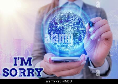 Panneau texte montrant I M Désolé. Photo d'affaires texte pour demander pardon à quelqu'un que vous avez sans intensionaly blesser des éléments de cette image meublée par la NASA Banque D'Images