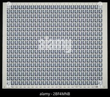 6 c Dwight David Eisenhower plaque de preuve. Les épreuves certifiées de plaque sont la dernière preuve imprimée de la plaque avant d'imprimer les timbres au Bureau de l'gravure et de l'impression. Ces épreuves de plaque sont uniques, avec les signatures et la date d'approbation. Banque D'Images